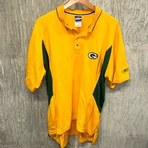 Green Bay Packers Reebok NFL Team Apparel 1/4 Button Embroidered Shirt- Medium